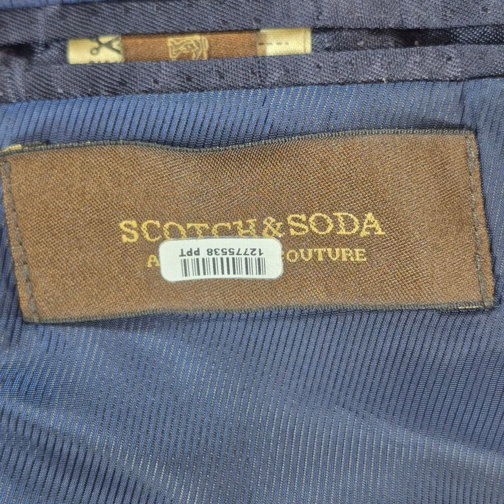 Scotch & Soda Blazer Mens Medium Linen Cotton Navy Blue Two Button Sport Coat